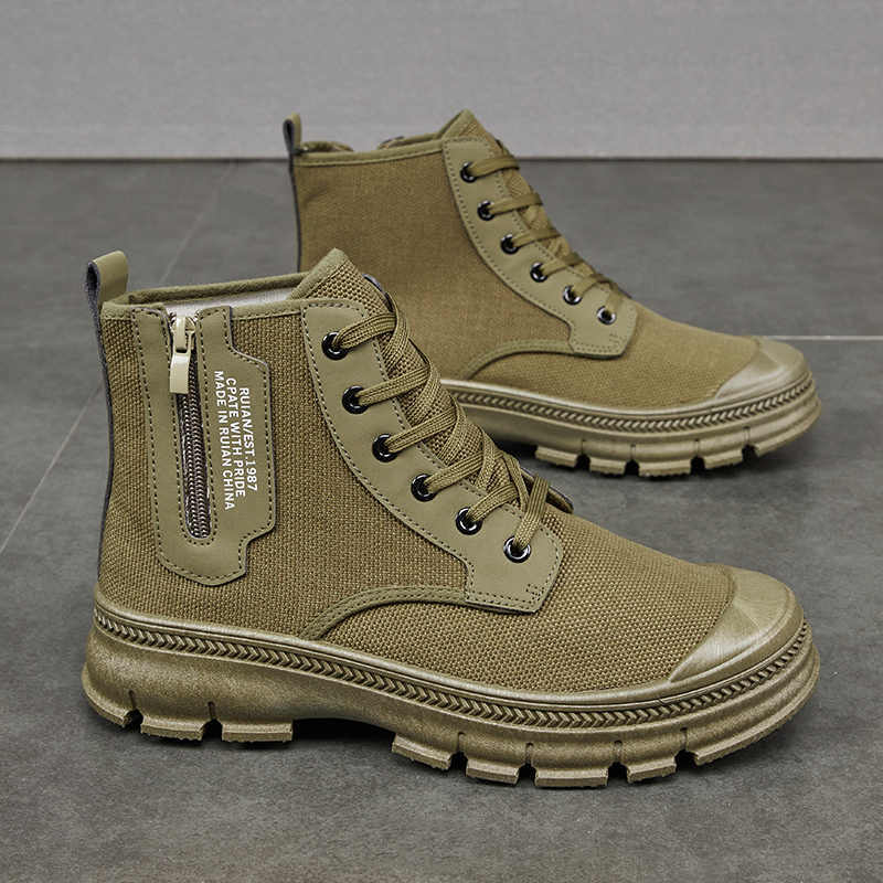 Discover the Ultimate in Comfort and Durability with Men's Side Zipper High-top Thicker Work Shoes