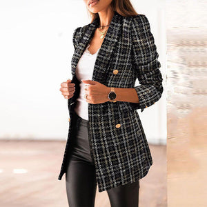 Elevate Your Style with the Women's Suit Collar Printed Jacket