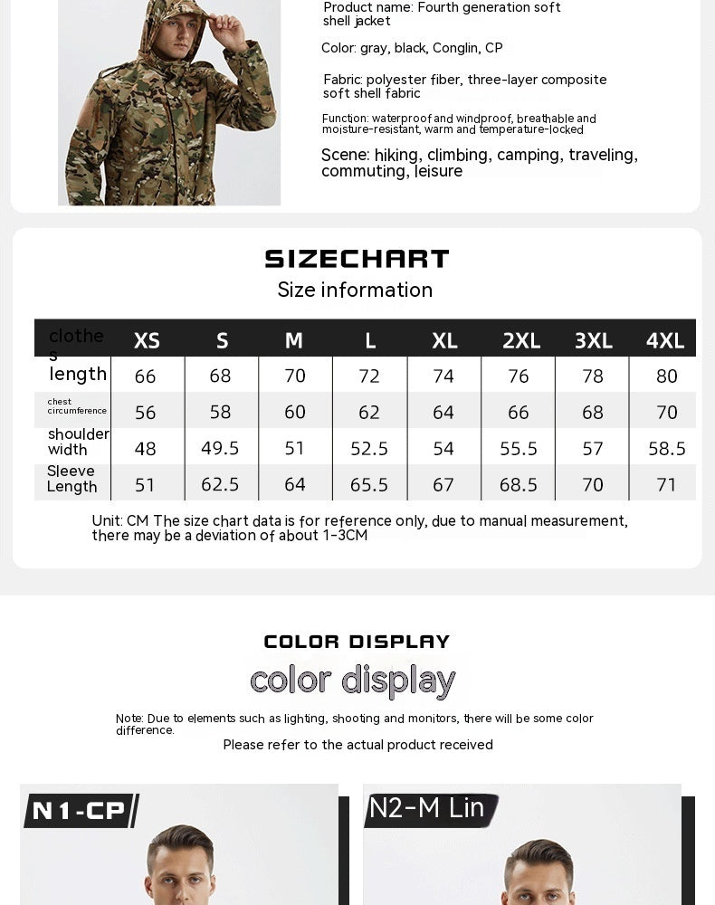 Men's Fleece Camouflage Soft Shell Jacket