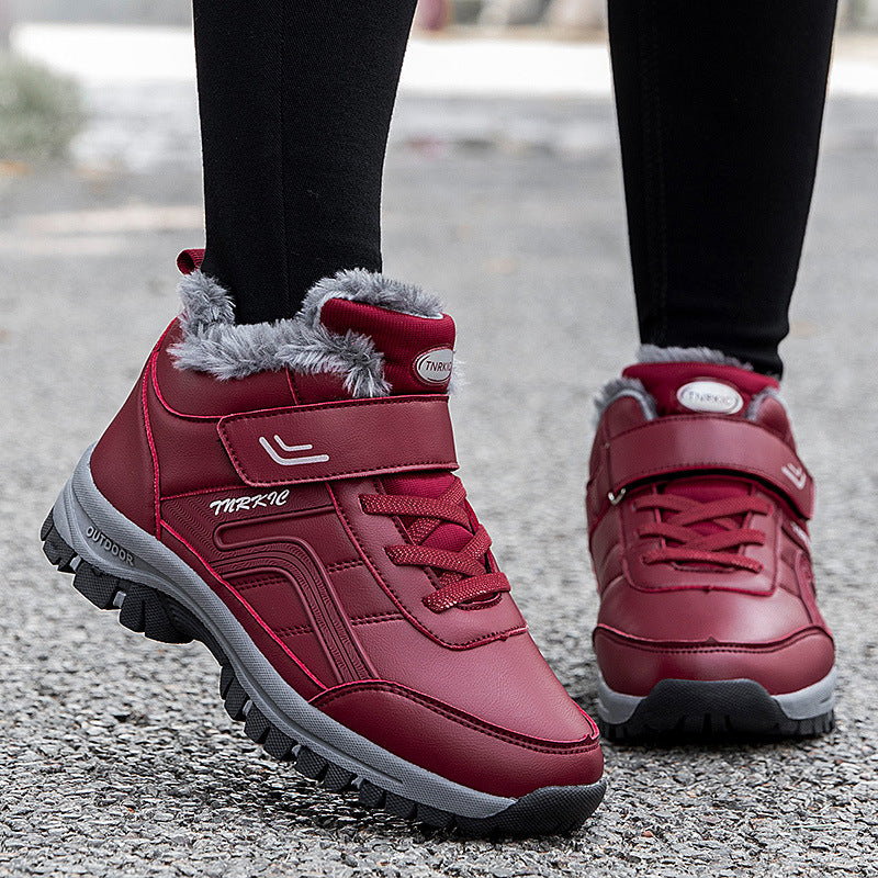 Men Warm Plush Velcro Hiking Shoes