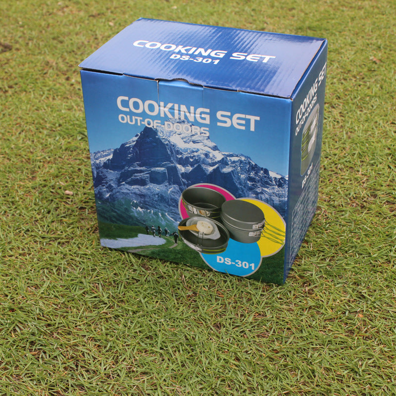Outdoor Cookware Pan Pot Bowl Set for 2-3 Person