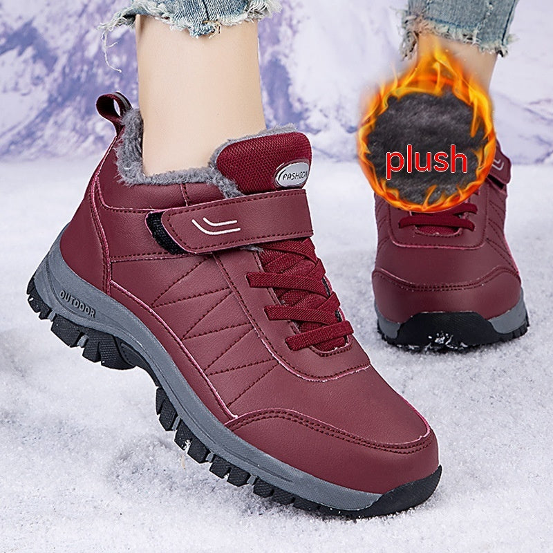 Men's High-top Fleece-lined Warm Hiking Shoes