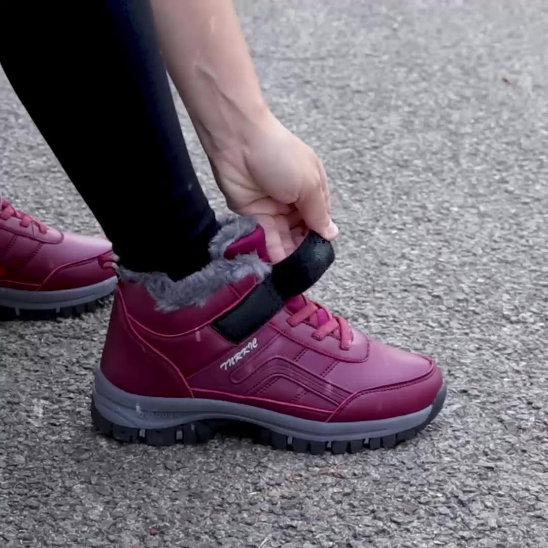 Men Warm Plush Velcro Hiking Shoes